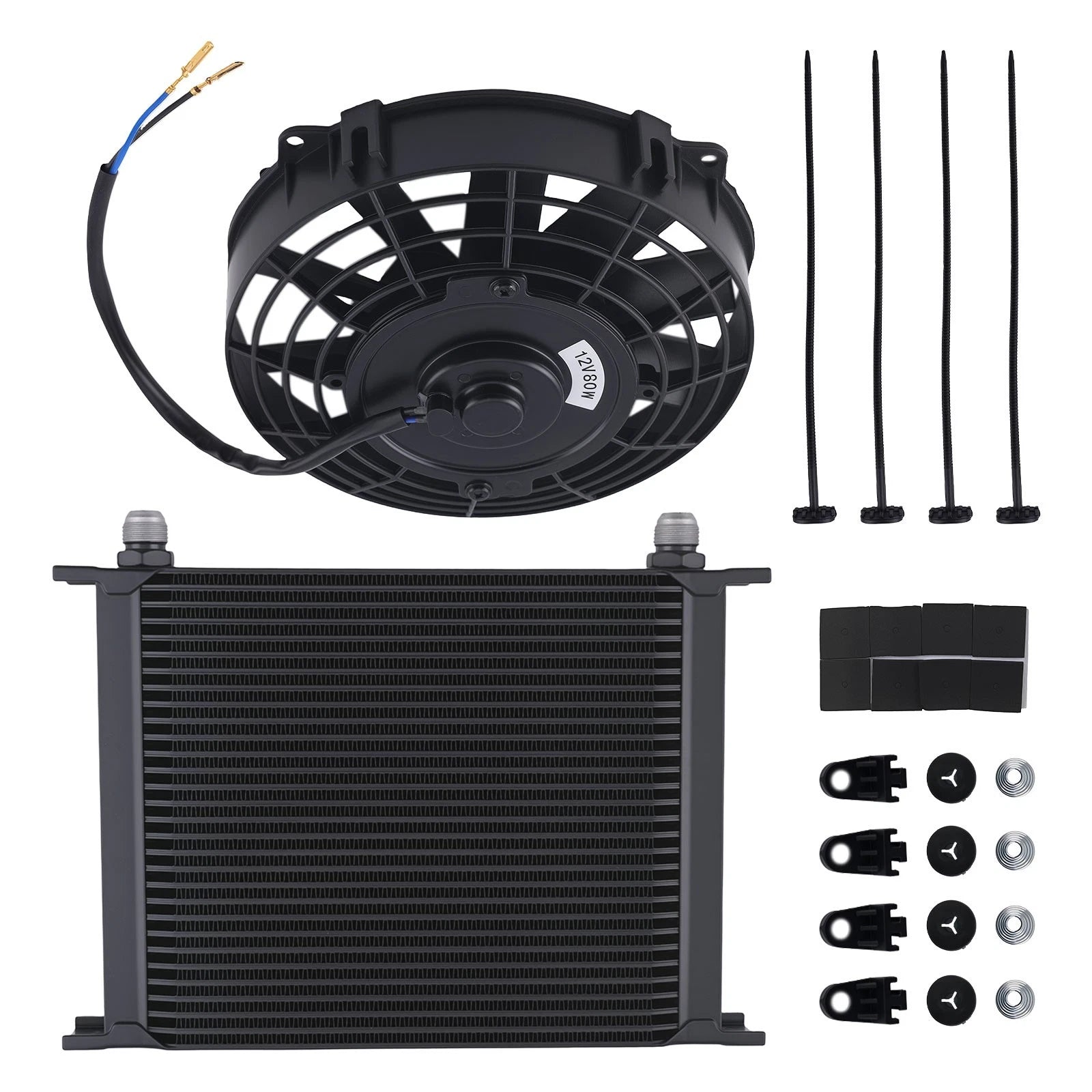 30 Row Engine Oil Cooler with 7" Fan for Universal Street Vehicles
