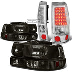 Smoked Crystal Headlight + Chrome LED Tail Light for Silverado (1999–2002)