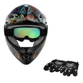 Youth Motocross Helmet Set for ATV/Dirt Bike (Full Face, Goggles, Gloves)