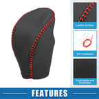 Gear Shifting Knob Cover for Nissan Rogue (2014–2016) Faux Leather Black Red