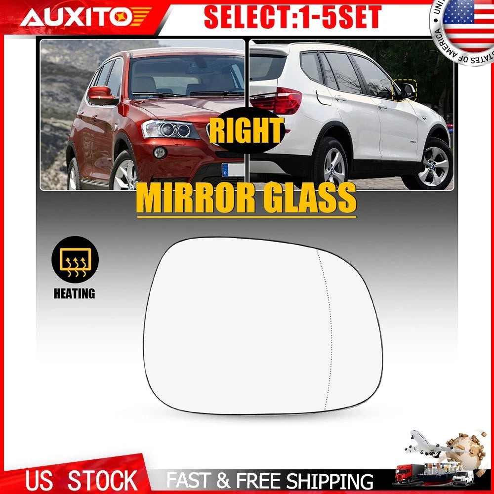 Heated Right Side Mirror Glass with 4 Pin for BMW X3 (2010–2014)