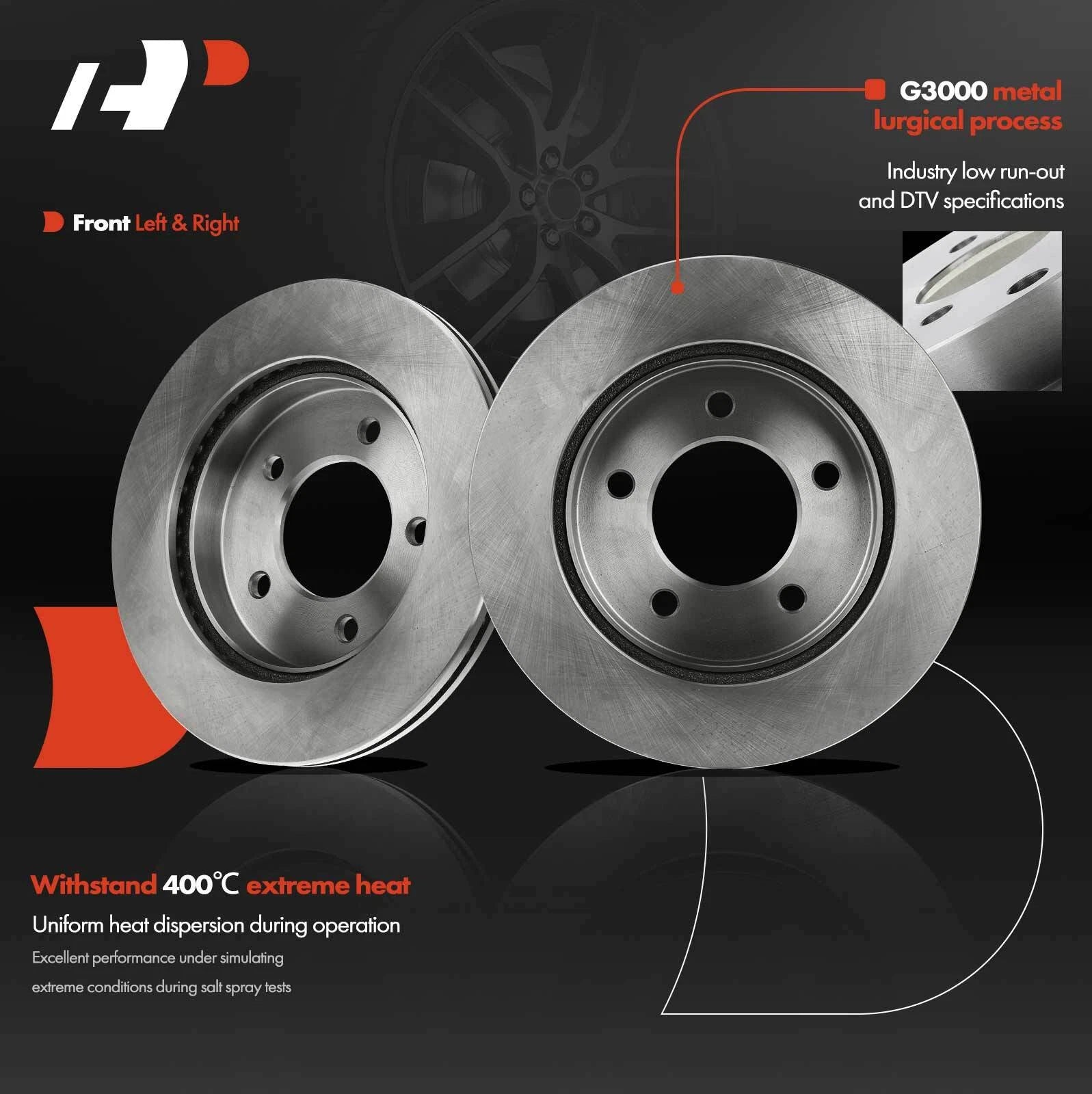 Set of 2 Front Disc Brake Rotors for Ford F-150 (1997–2004) 4WD 5 Lug