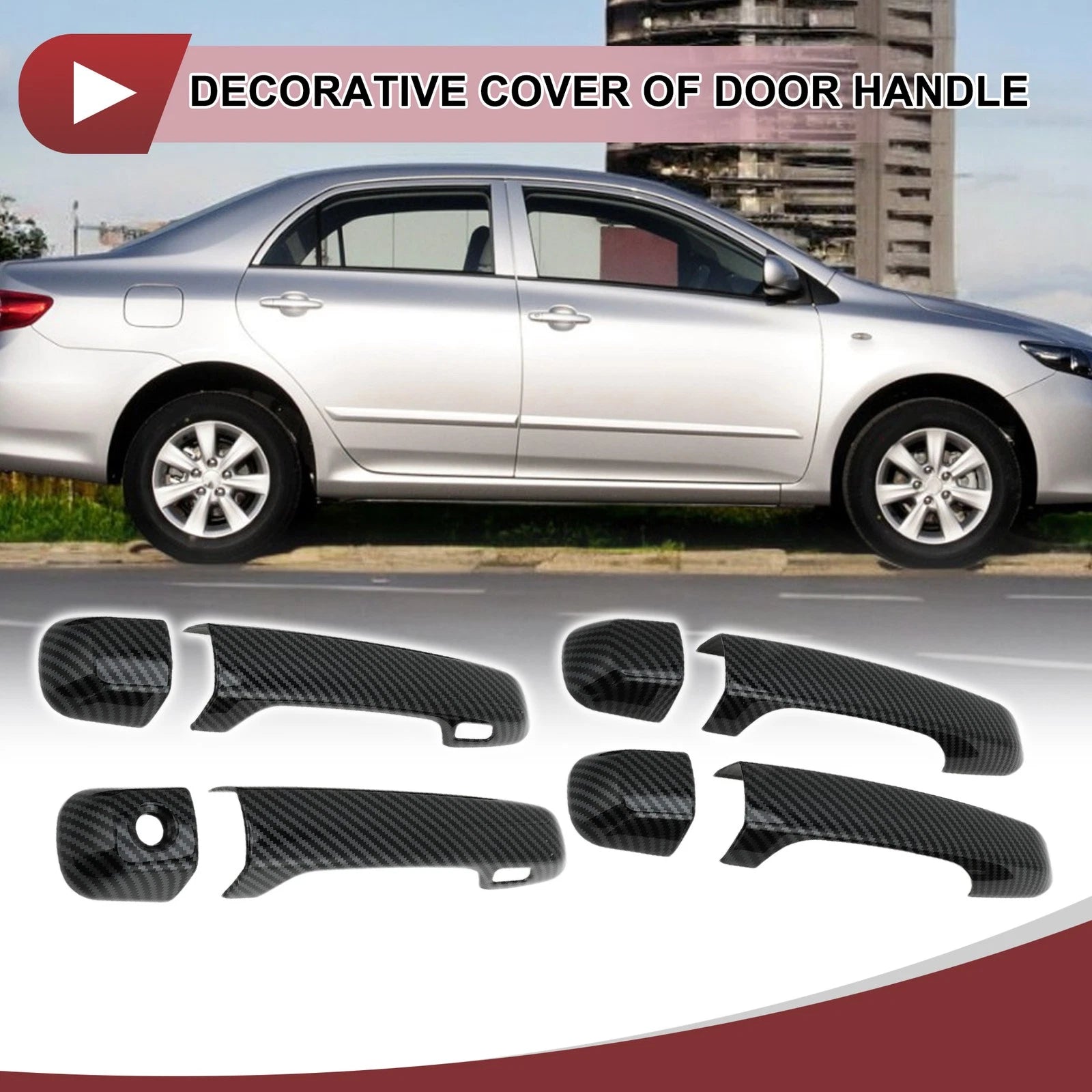 Set of 4 Car Door Handle Covers for Toyota Land Cruiser Prado J150 (2009–2023)