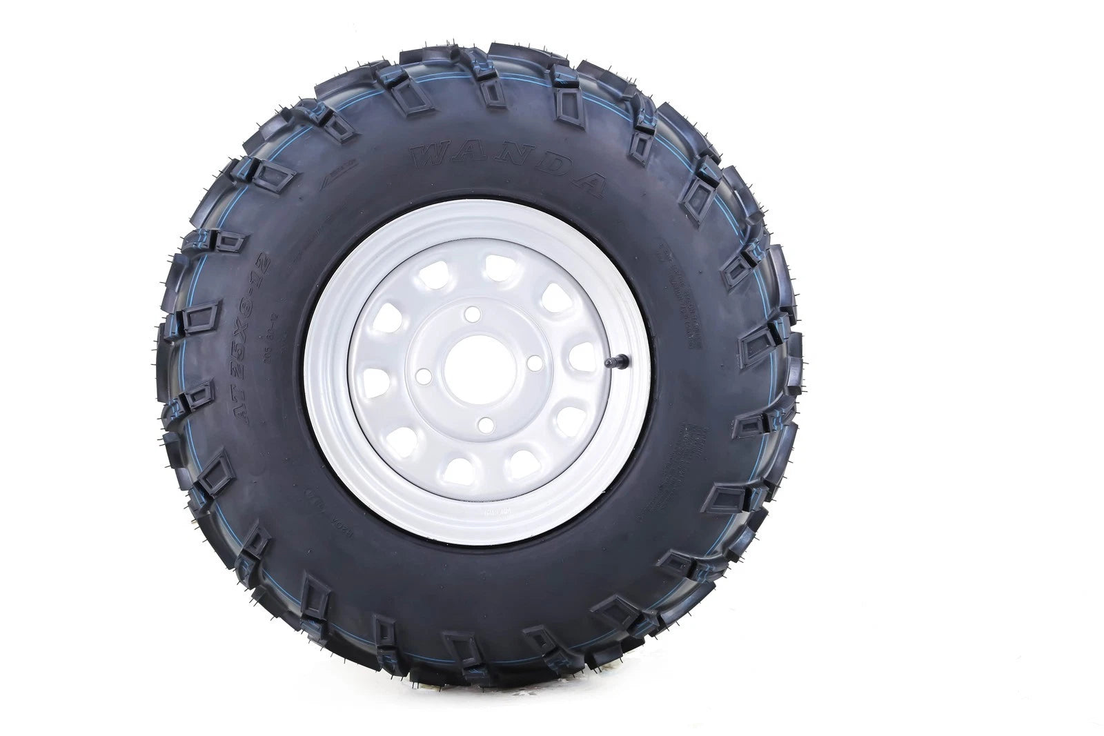 Set of 2 WANDA ATV Tires & Wheels 26X8-12 4-110 PCD 5+2 Silver