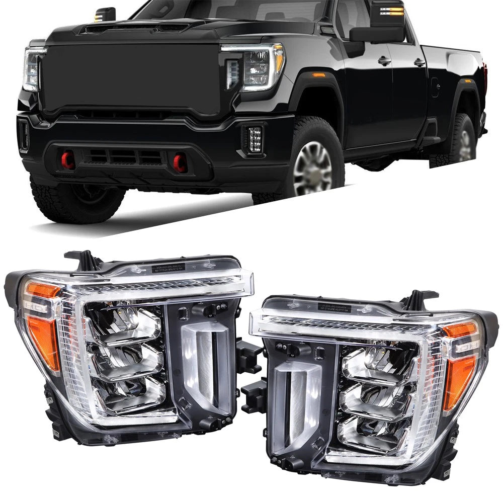 Pair Projector Headlights for GMC Sierra 2500 3500HD (2020–2023) Black