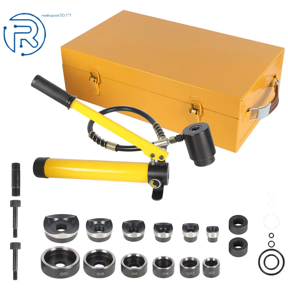 10 Ton Hydraulic Knockout Punch Driver 1/2" to 2" with 6 Dies Tool Kit