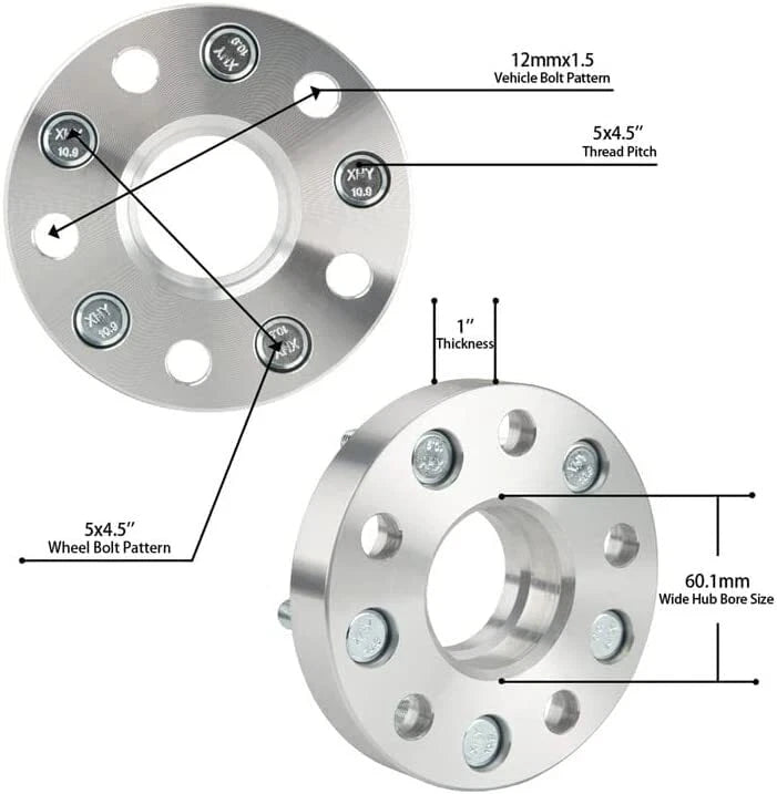 2x1" 5x4.5 M12x1.5 Hubcentric Wheel Spacers for Toyota Avalon (1995–2022)
