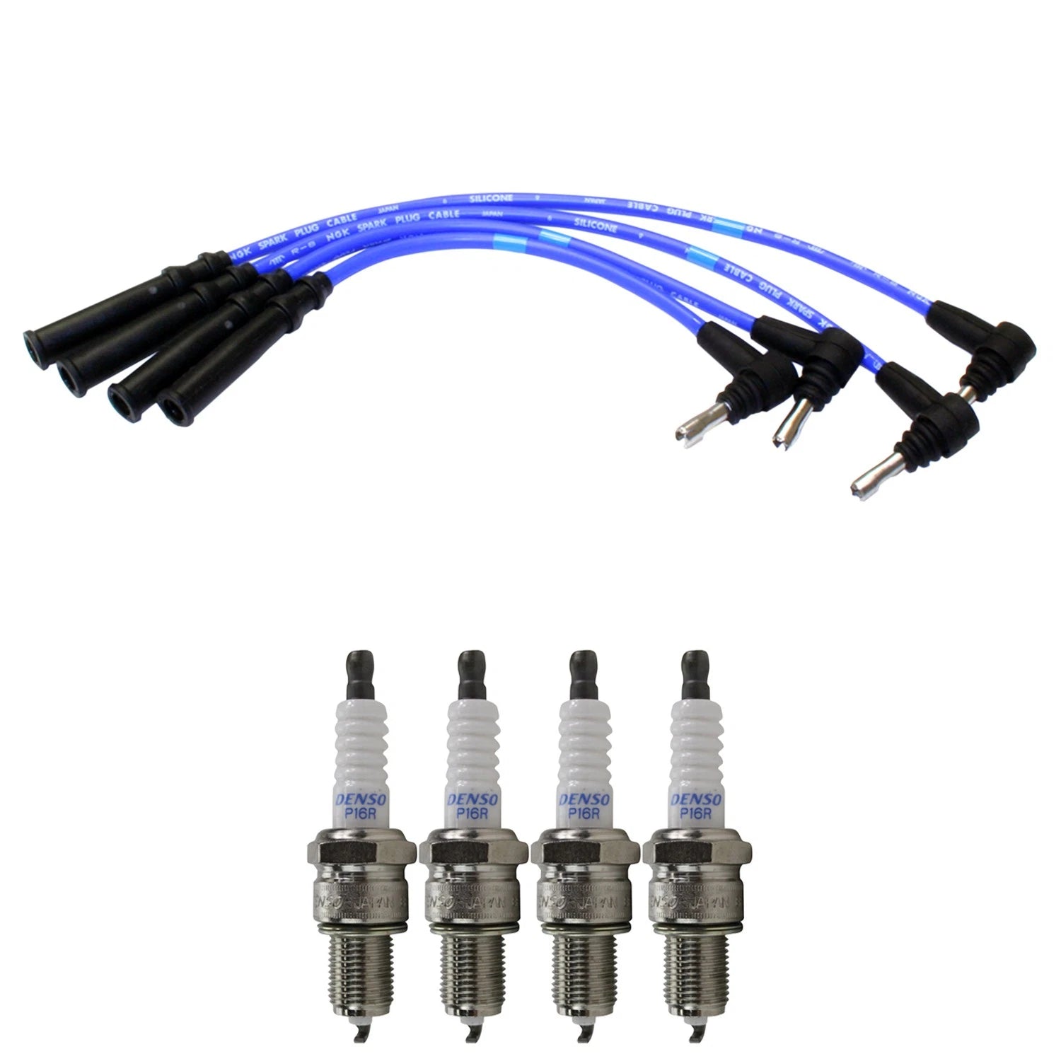 NGK Wire Set & Denso 4 Double Platinum Spark Plug Kit for Corolla Nova Tercel (L4)