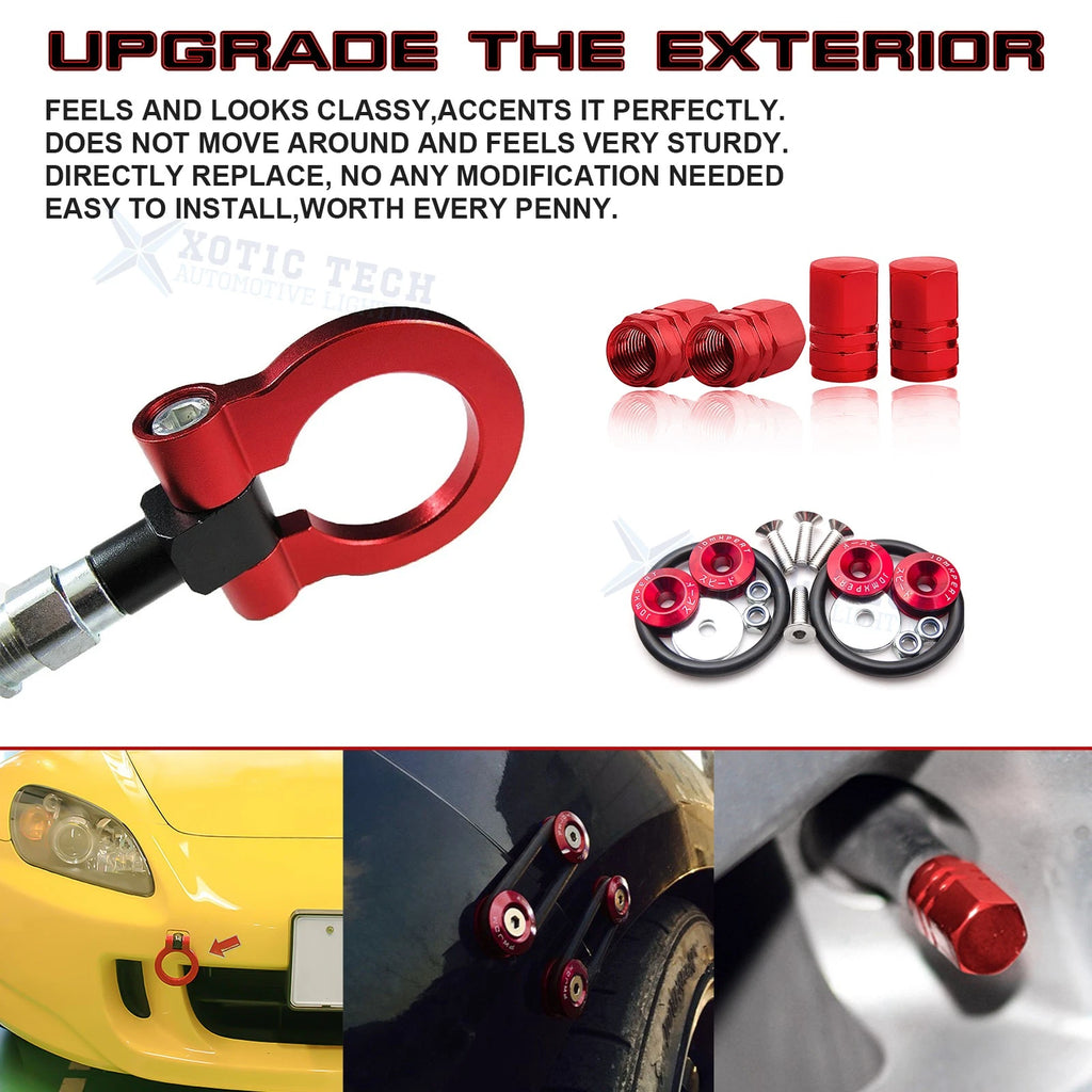Red Towing Hook and Air Valve Caps for Honda Fit (2006-2008)