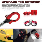 Red Towing Hook and Air Valve Caps for Honda Fit (2006-2008)