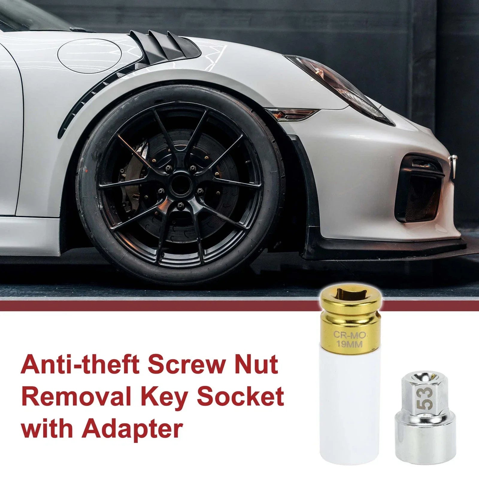 Set of 2 Wheel Lock Lug Nuts with 17 Teeth Anti-theft Key for Porsche Cayenne