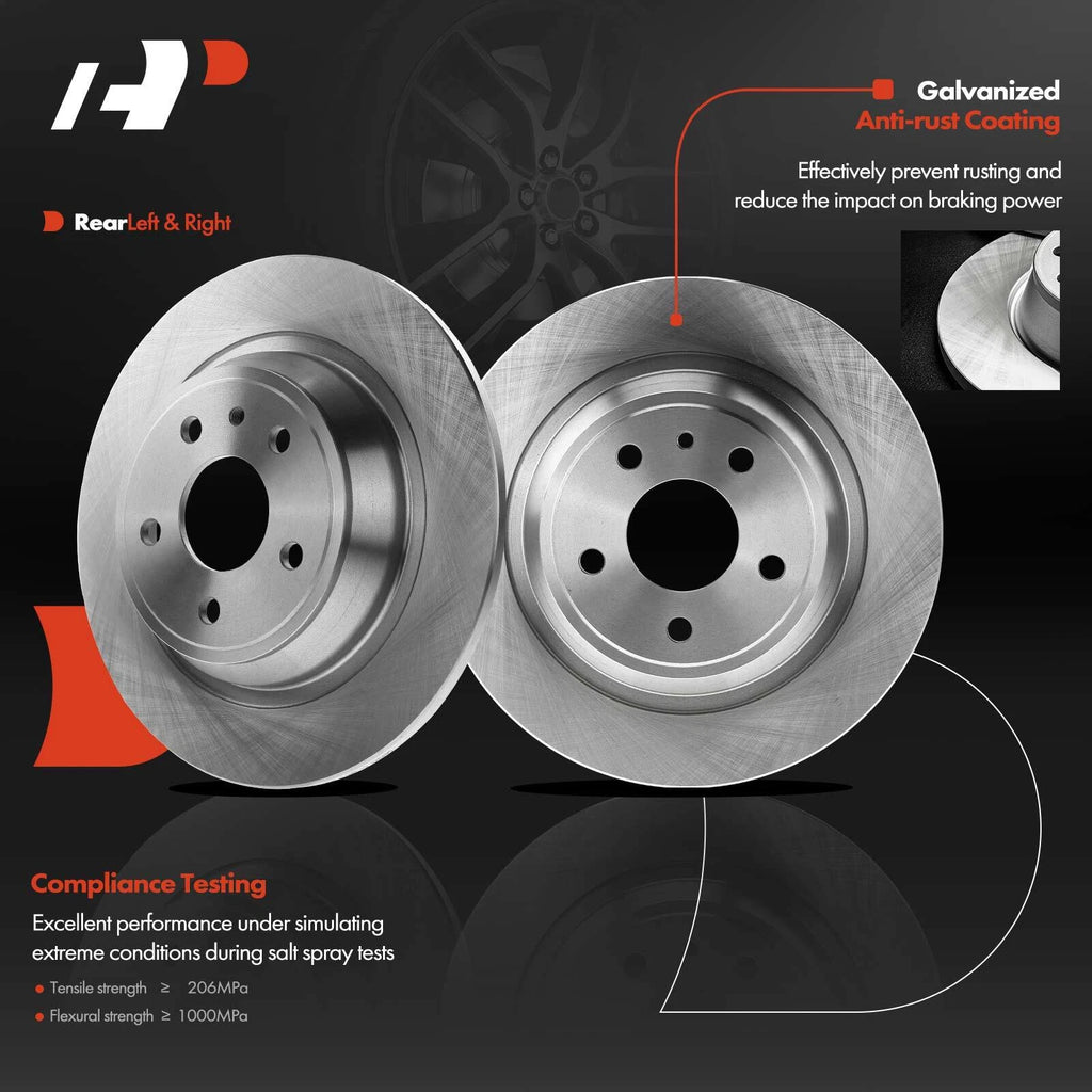 Set of 2 Rear Disc Brake Rotors & Ceramic Pads for Ford Fusion (2013–2020)