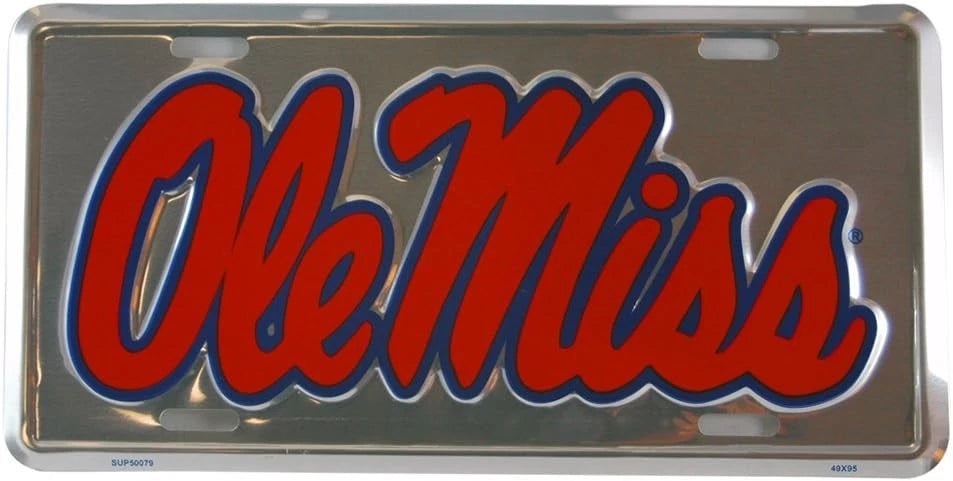 Chrome License Plate for OLE MISS REBELS Car Truck (University of Mississippi)