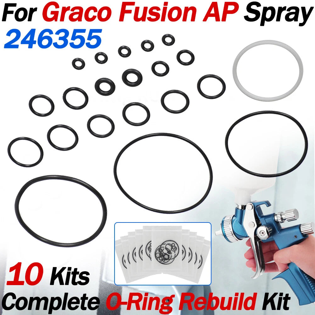 10 Kits Complete O-Ring Seal Rebuild Kit for Graco Fusion AP (N/A)