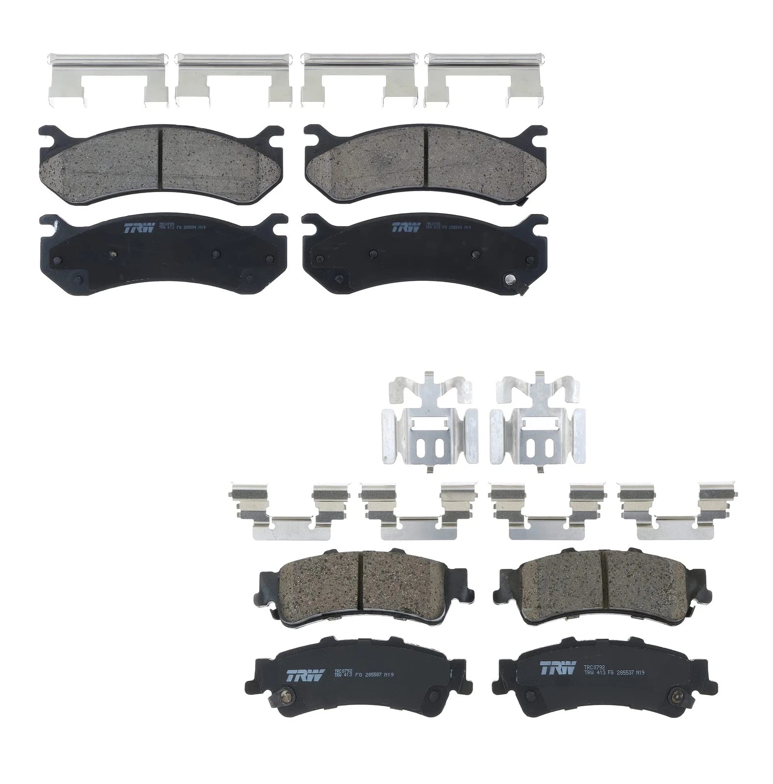 Set of 4 TRW Pro Ceramic Brake Pads with Clips for Chevrolet GMC