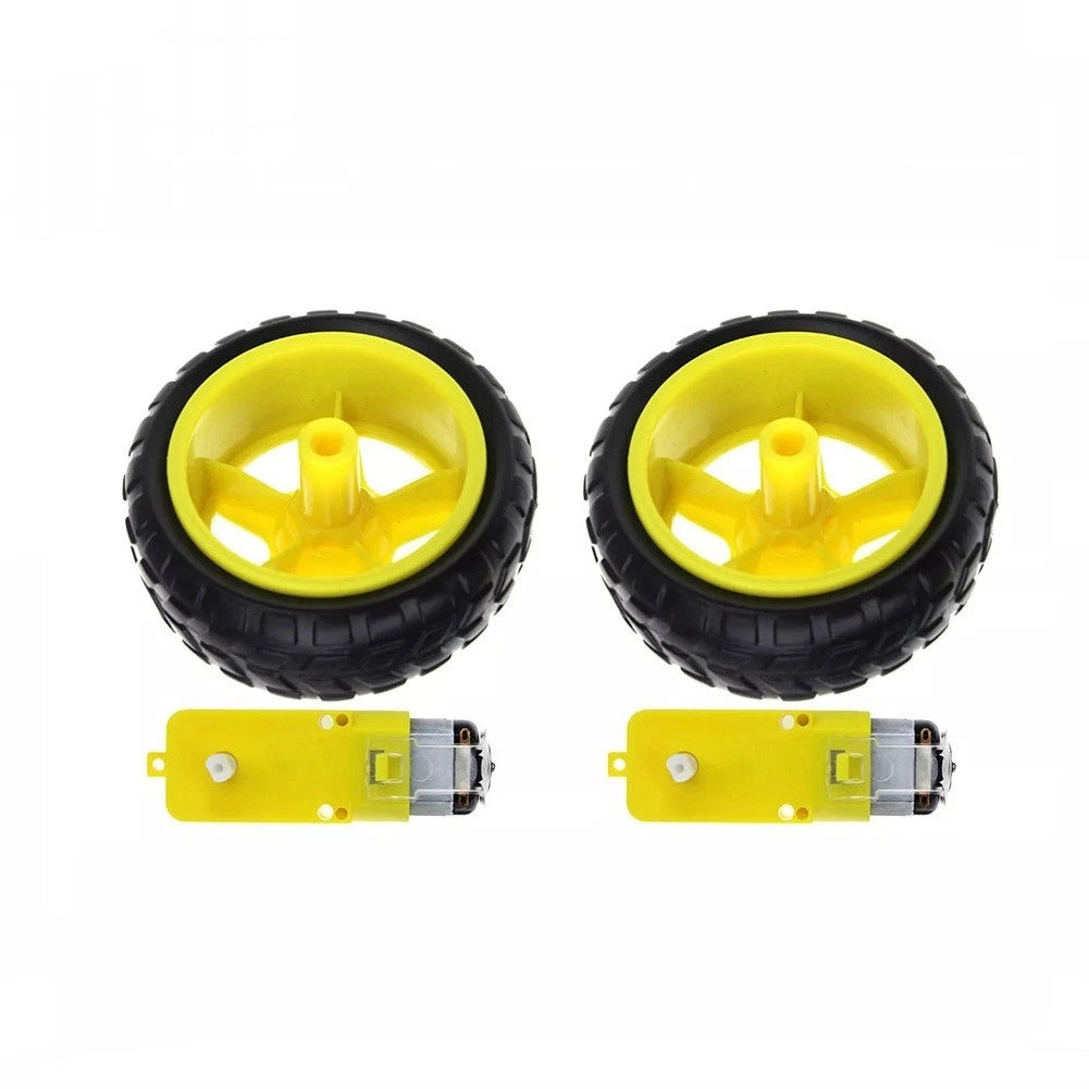 Set of 4 Plastic Tires with DC 6V Gear Motor for Arduino Smart Robot Car