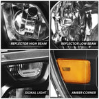 Headlight Assembly for Ram 1500 (2019–2024) Black Housing Amber Corner