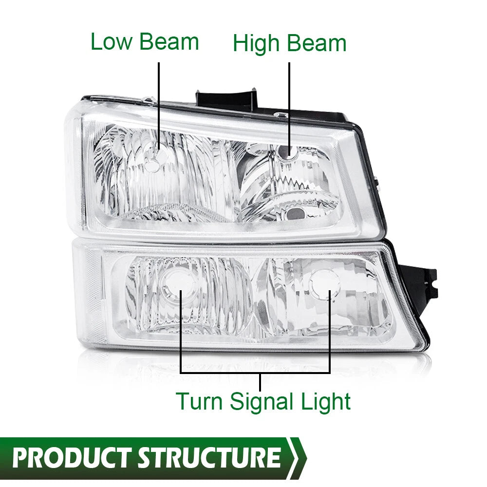Chrome Clear Corner Headlights and Signal Bumper Lamps for Silverado (2003–2006)