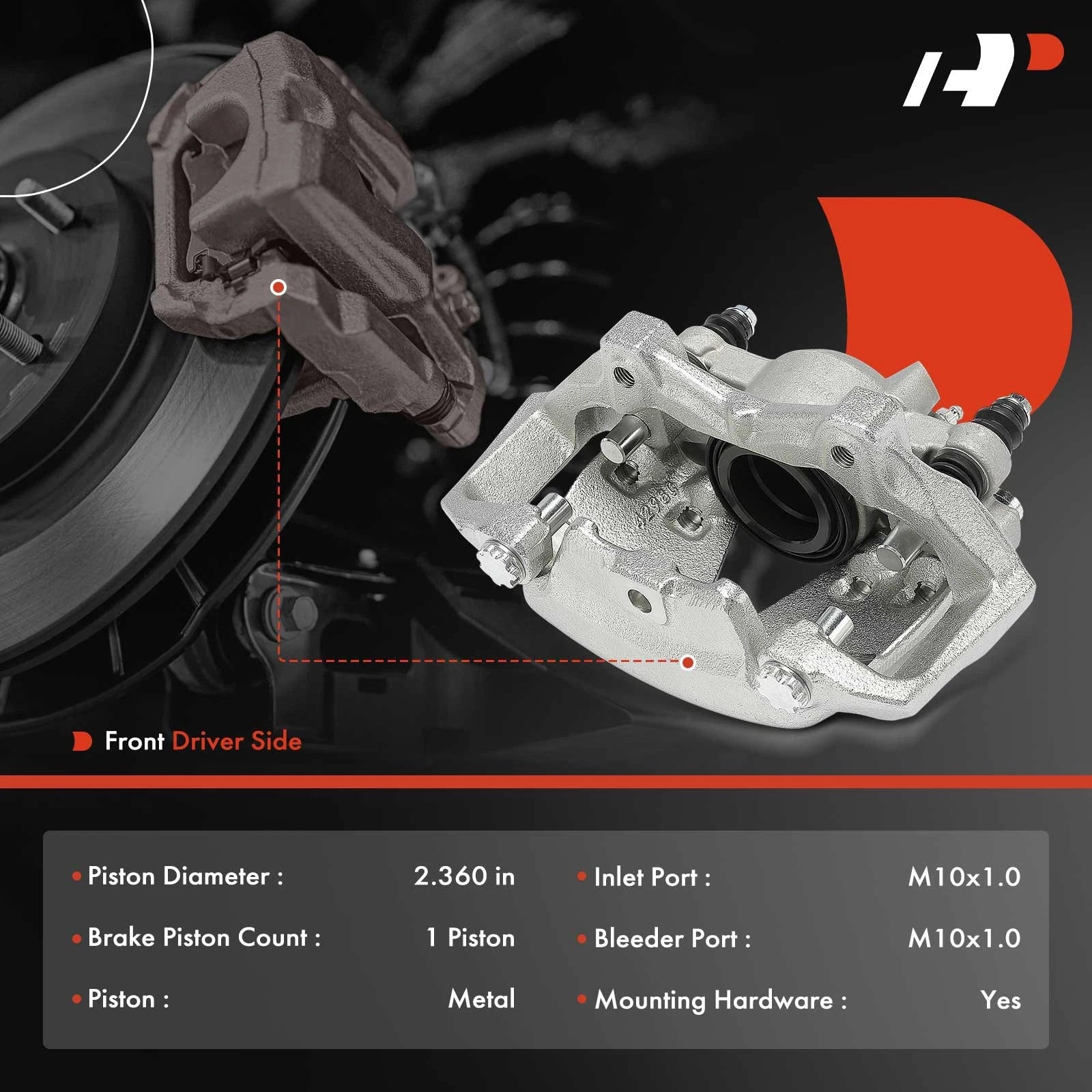 Front Left Brake Caliper with Bracket for Mercedes-Benz W204 W212 (2007–2016)