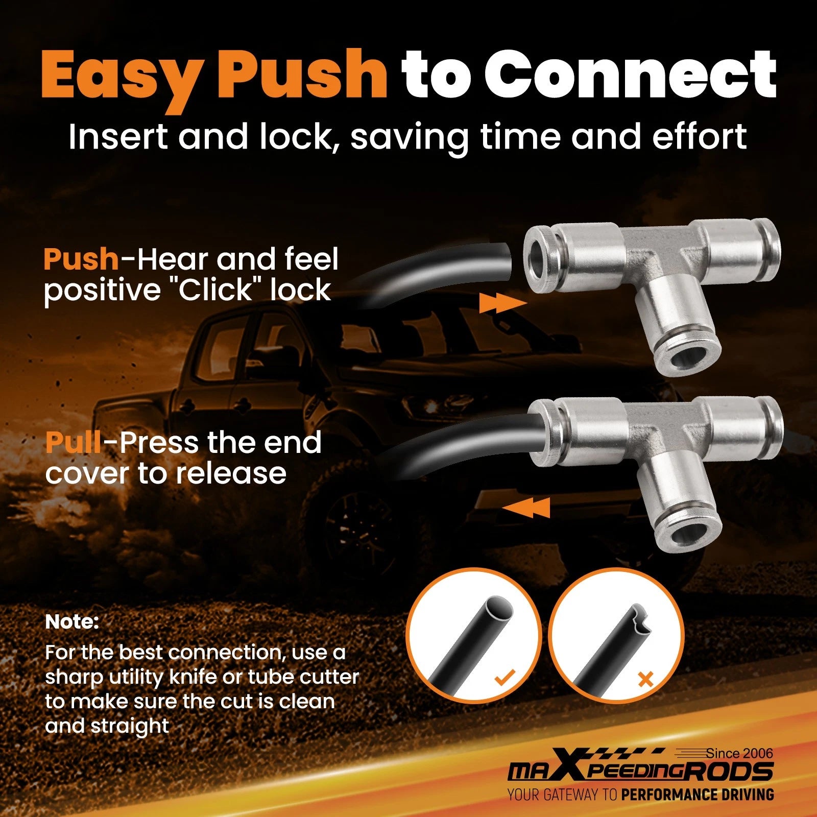 2X Union Tee Fitting Adapter for Air Hose (Push to Connect)