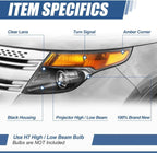 Halogen Chrome Housing Projector Headlights Pair for Ford Explorer (2011–2015)