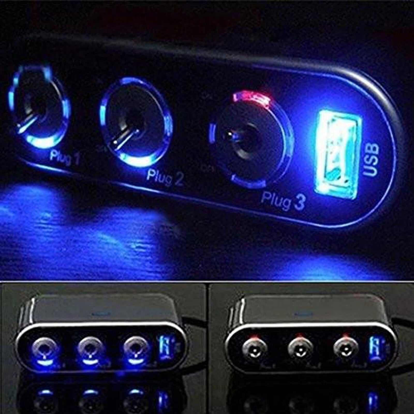3-Port 12V Cigarette Lighter Socket Splitter for Car (2010-2025)