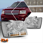 LED DRL + Turn Signal Headlight for Tahoe/Suburban (2007–2014) - Clear Corner Chrome