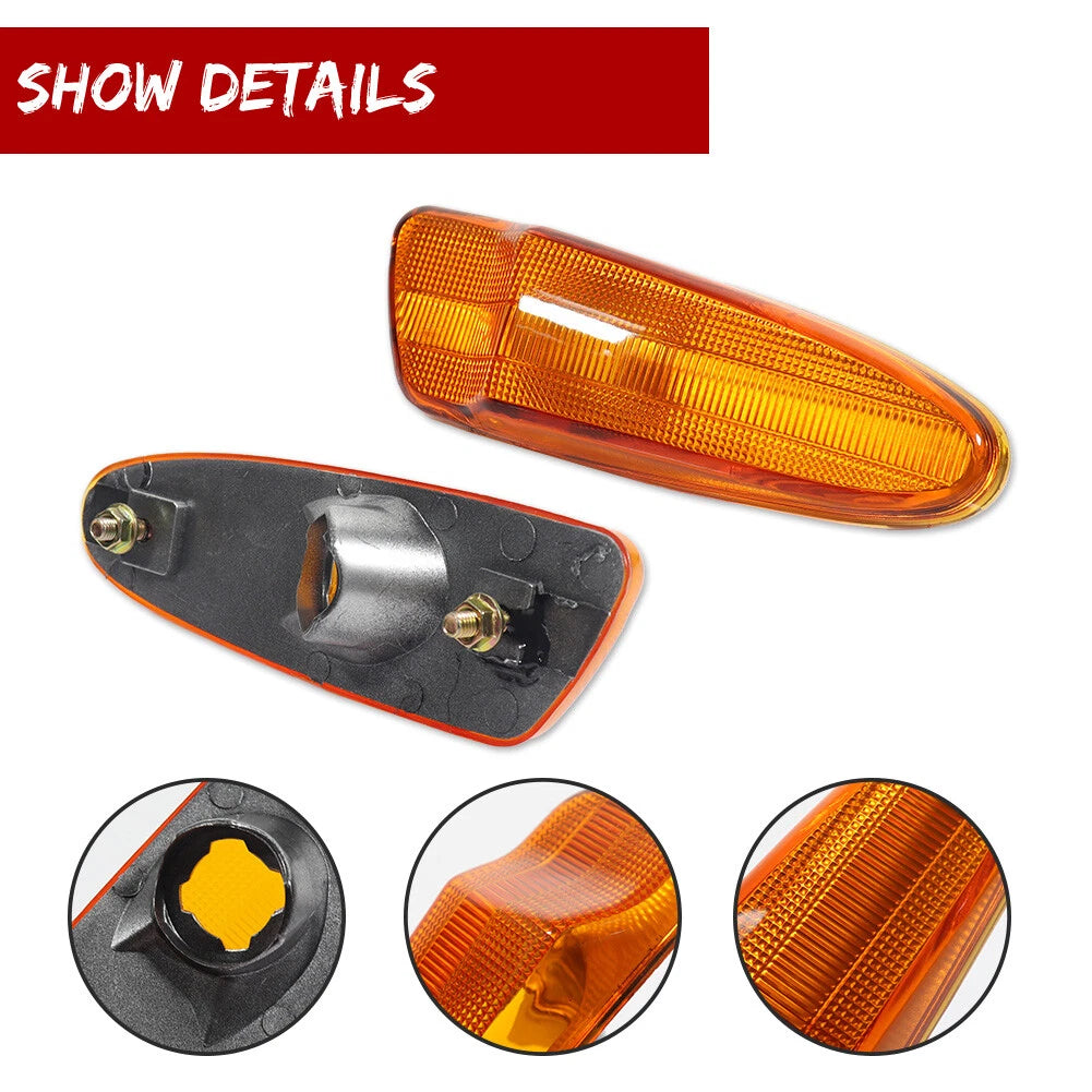 Set of 2 Amber Plastic Lens Front Side Marker Lights for Toyota Celica
