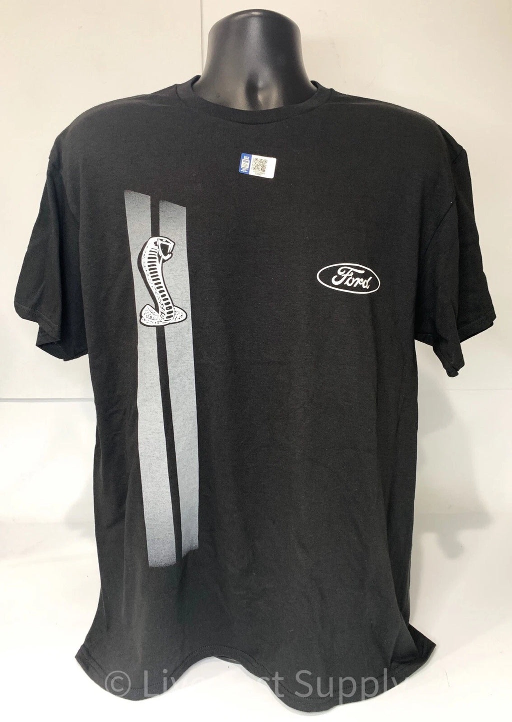 Ford Mustang Licensed T-Shirt Black with Shelby Cobra Snake Logo (2005–2026)