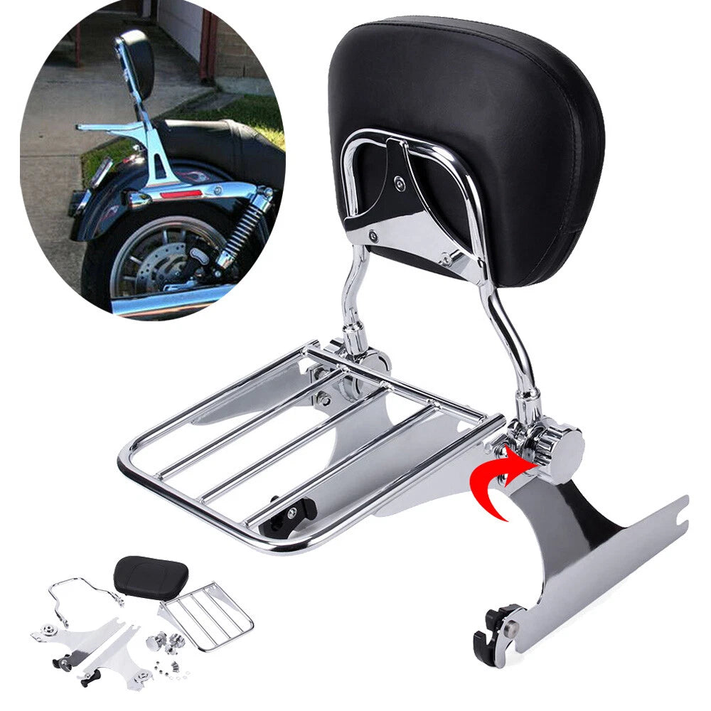 Chrome Backrest Sissy Bar for Harley Dyna Street Super Glide Low Rider (2006–2018)