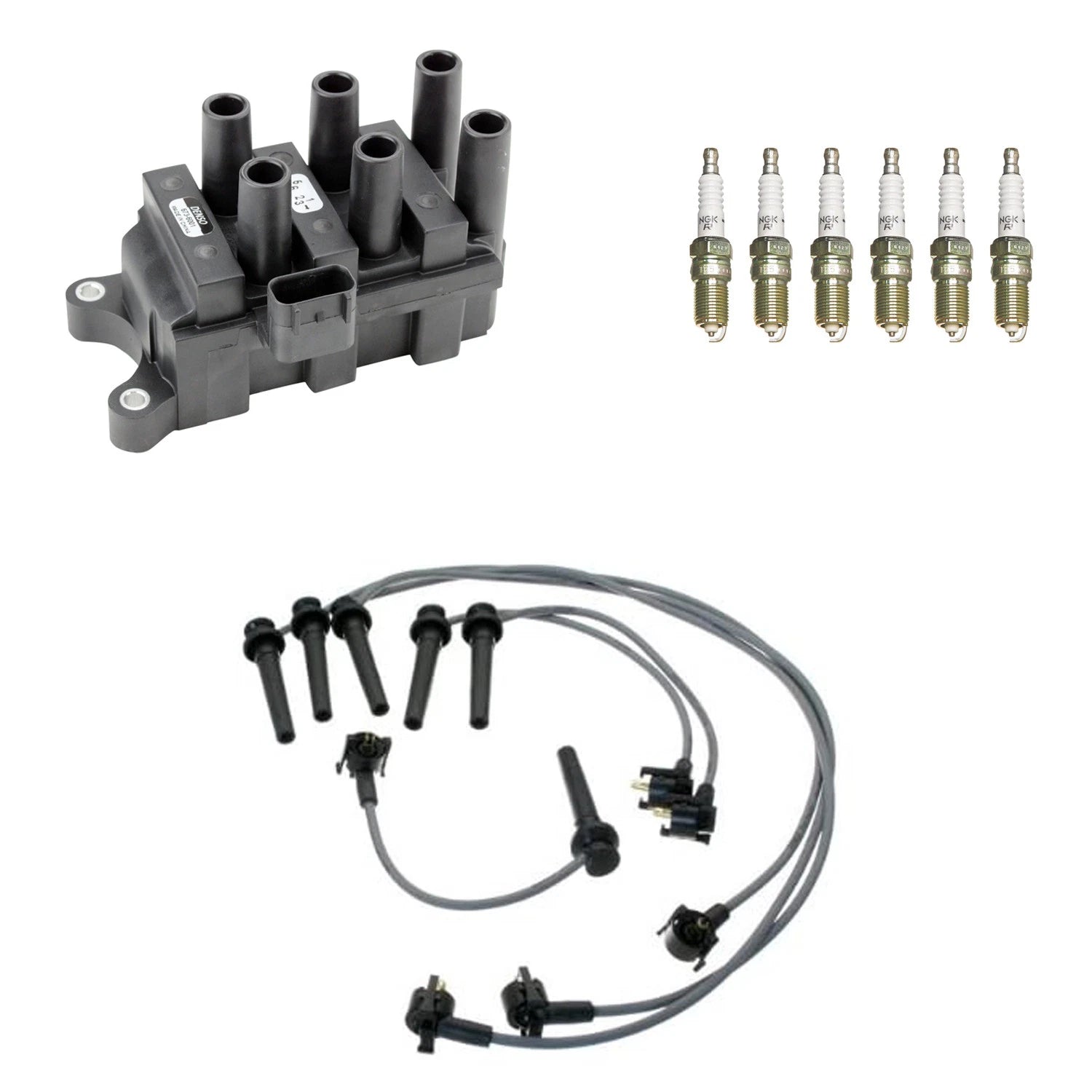 Denso Ignition Coil Wires & NGK Spark Plugs Kit for MPV 2.5 V6 (1990–1999)