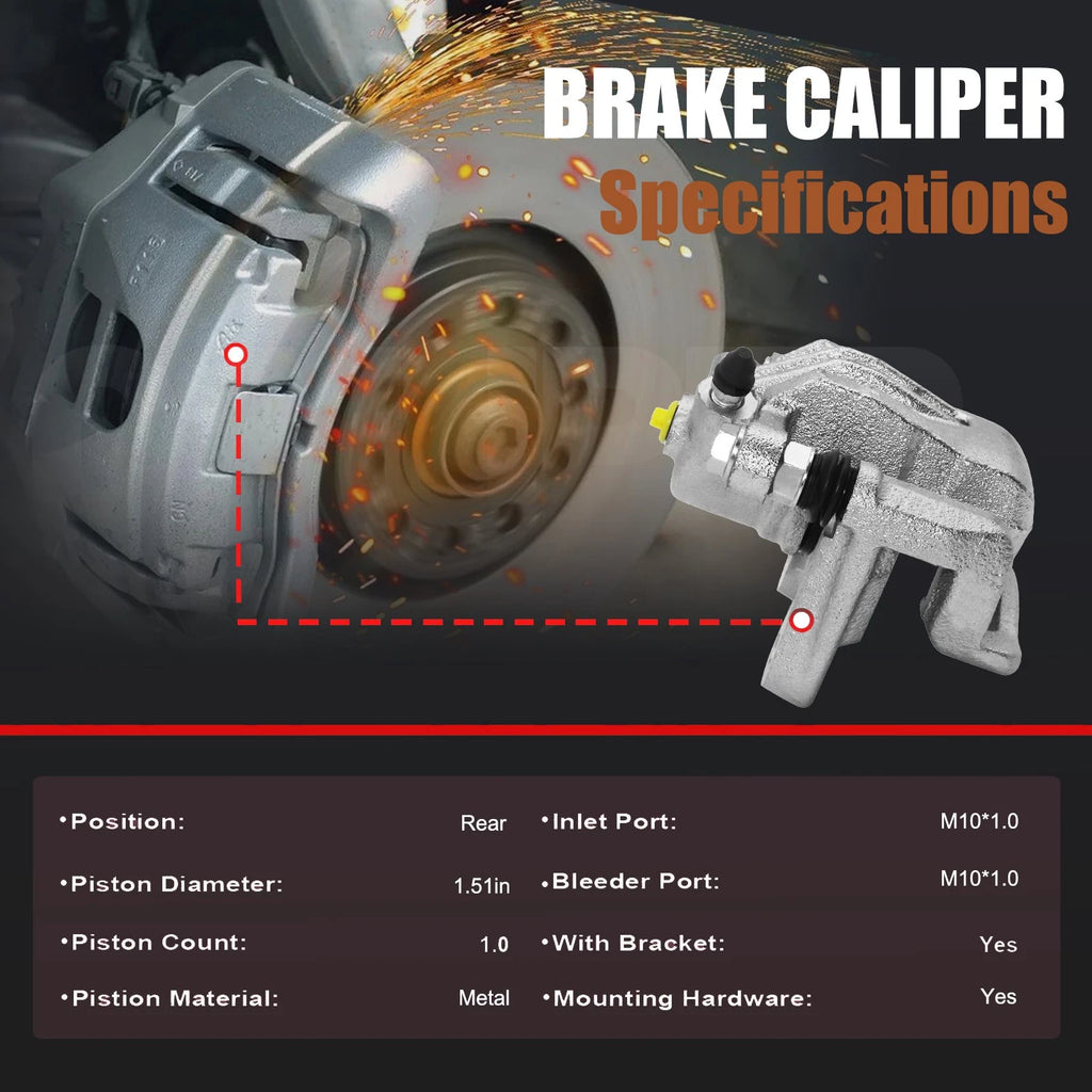 Pair Rear Brake Calipers with Bracket for Hyundai Azera Kia Optima (2012–2016)