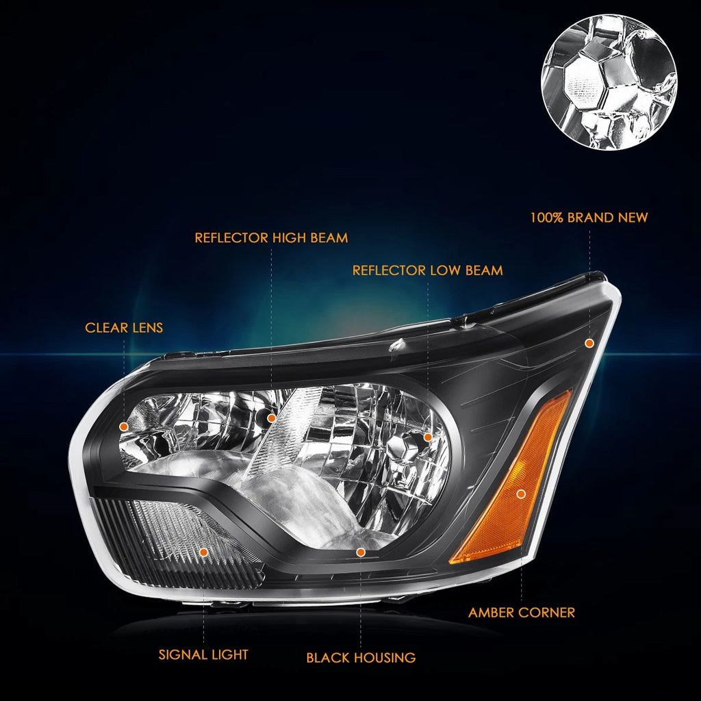Driver Side Headlight Lamp for Ford Transit 150-350 (2015–2023) Black