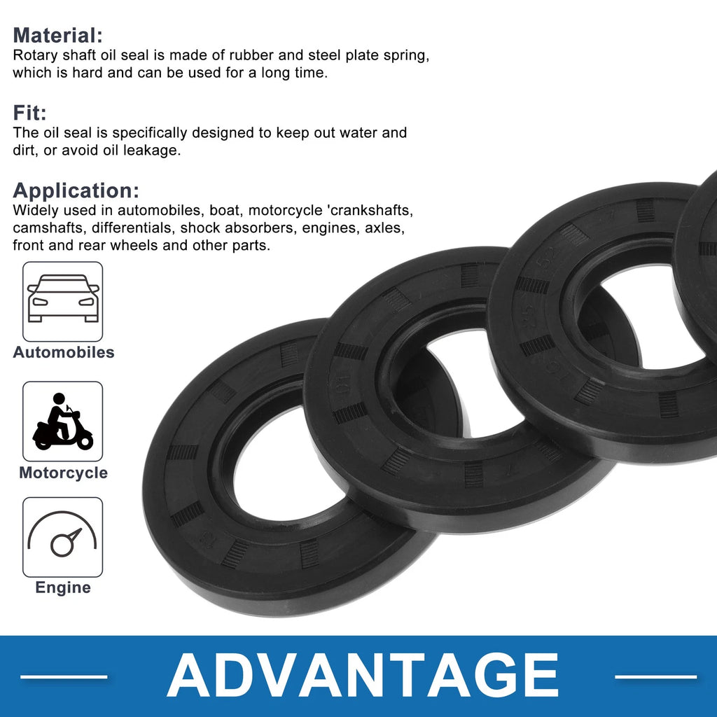 Set of 5 Oil Seal Rotary Shaft Seal for Various Models (25x52x7mm)