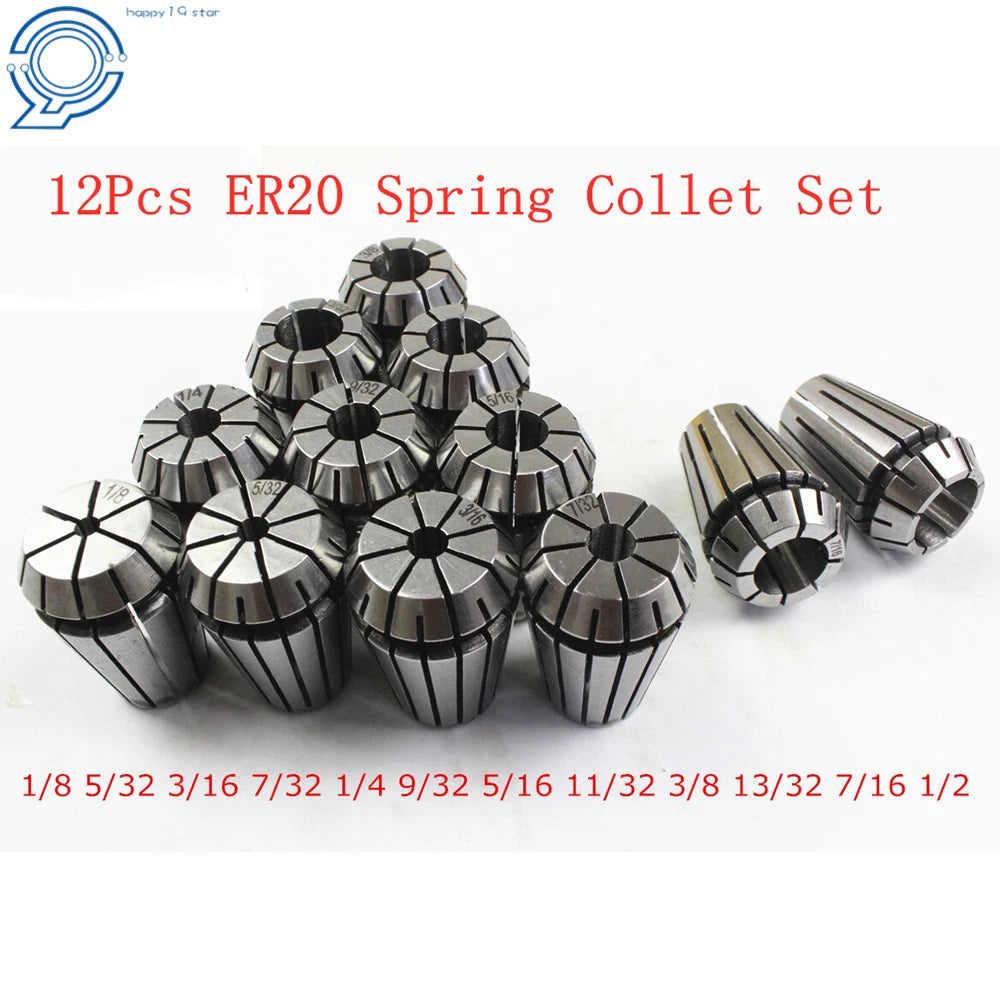 Set of 12 Spring Collets for CNC Milling Lathe Engraving Machine