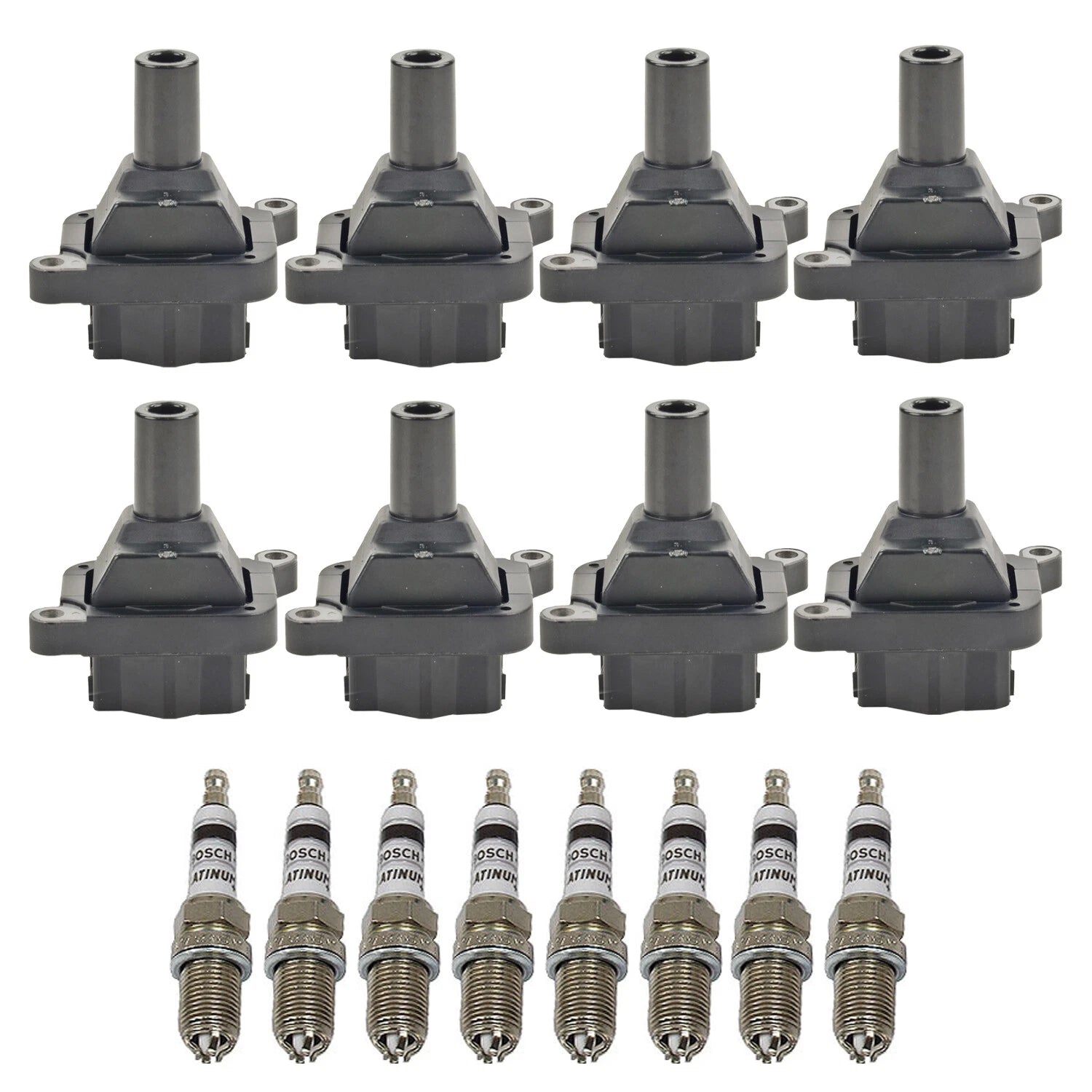 Set of 8 Ignition Coils & Platinum+4 Spark Plugs for BMW E34 E38 E64, Lexus GS430, LR3 V8