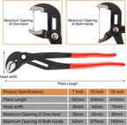 3 Pack Water Pump Pliers Set - 16in, 10in, 7in Channel Lock Pliers