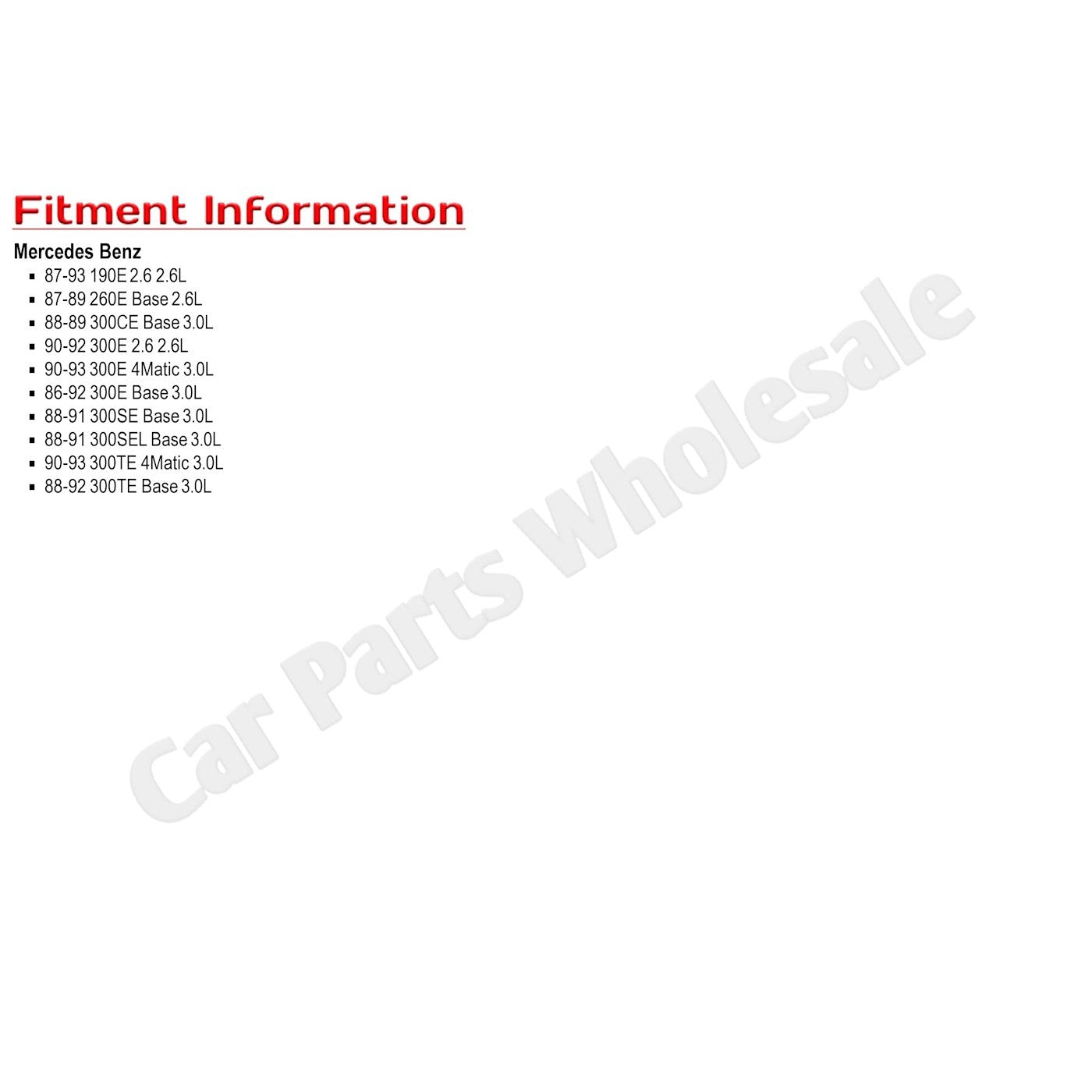 Set of 6 Spark Plug Wires for Mercedes-Benz 190E 260E 300CE 300E