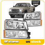 Pair Headlight Assembly for Chevrolet Silverado Avalanche (2003–2007)