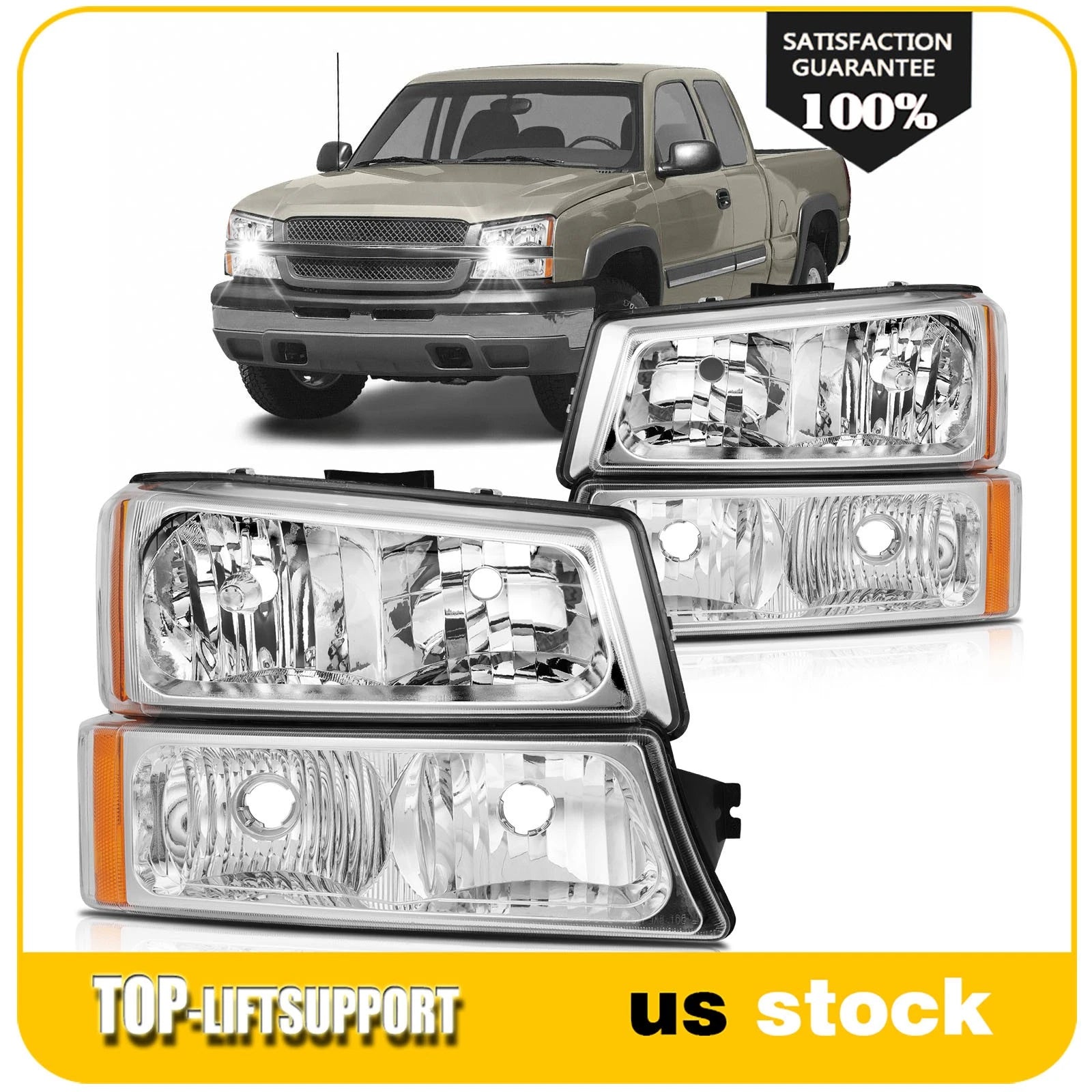 Pair Headlight Assembly for Chevrolet Silverado Avalanche (2003–2007)