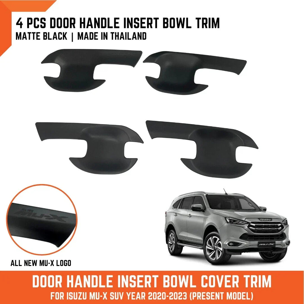 Matte Black Door Handle Bowl Insert Cover Trim for Isuzu MU-X SUV (2021-2023)