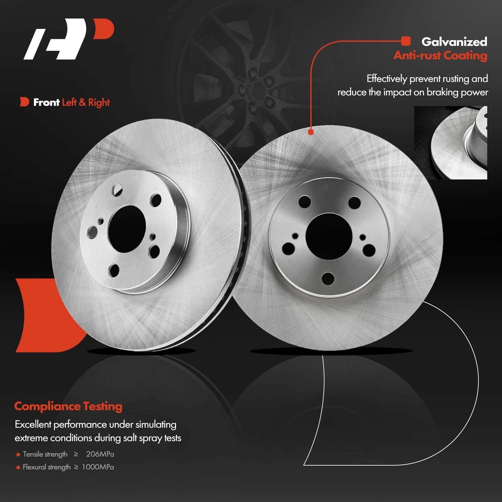 Front Brake Rotor & Brake Pad for Toyota Corolla Matrix (2008-2010)