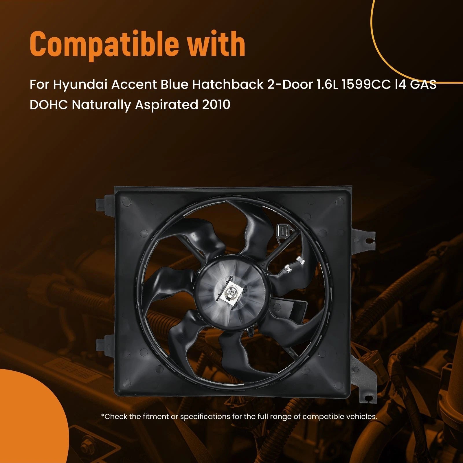 Electric Radiator Cooling Fan for Hyundai Accent L/SE 1.6L (2007–2011) 611080