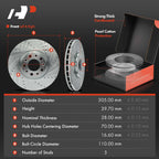 Front Drilled Brake Rotors & Ceramic Pads for Jeep Compass Renegade (2017–2023)