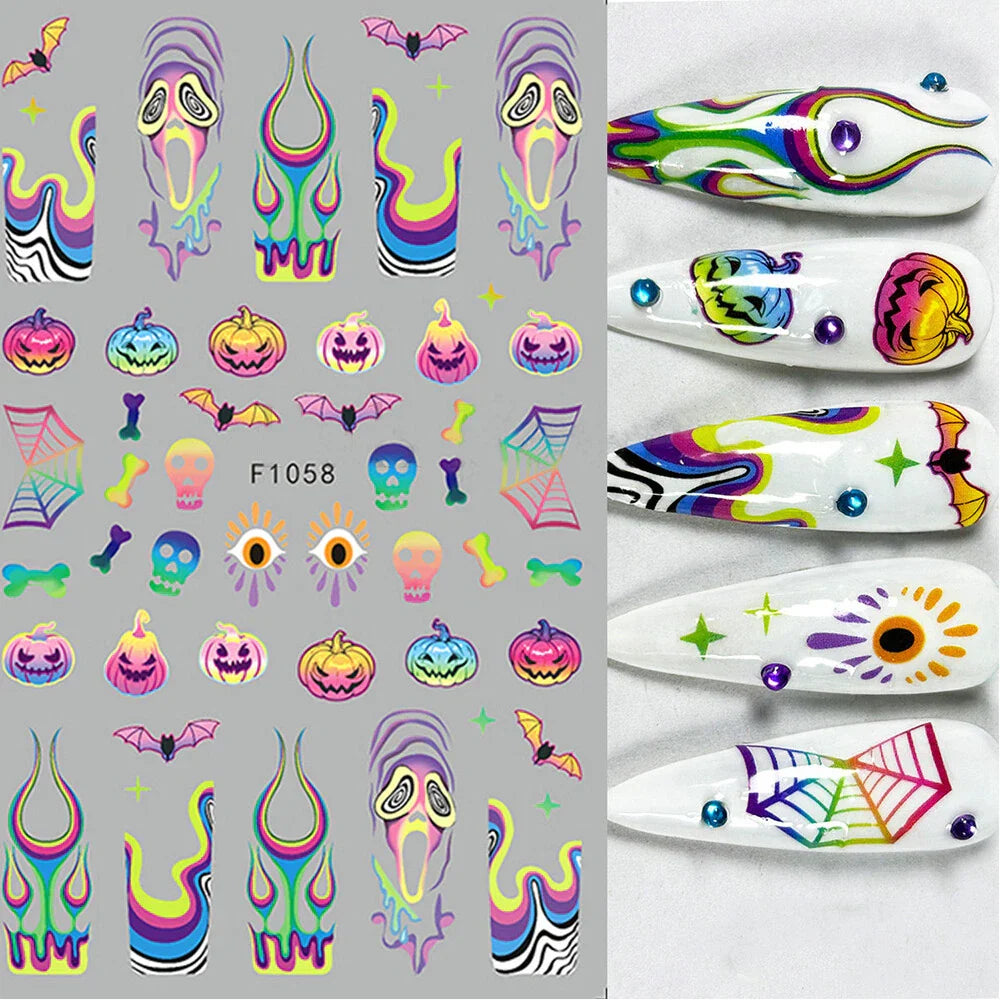 5 Sheets Halloween Nail Art Stickers for DIY Decoration