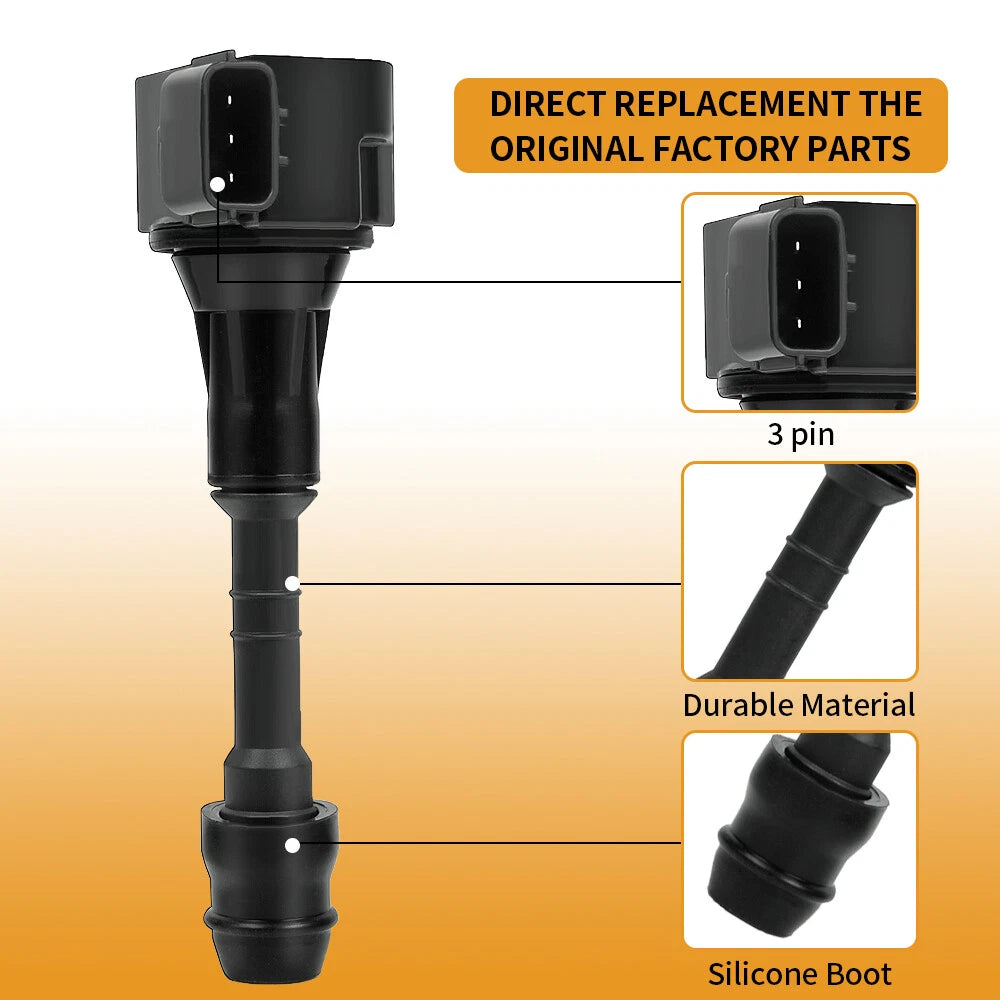 6X UF349 Ignition Coil & Iridium Spark Plug for Nissan Maxima (2004–2008)