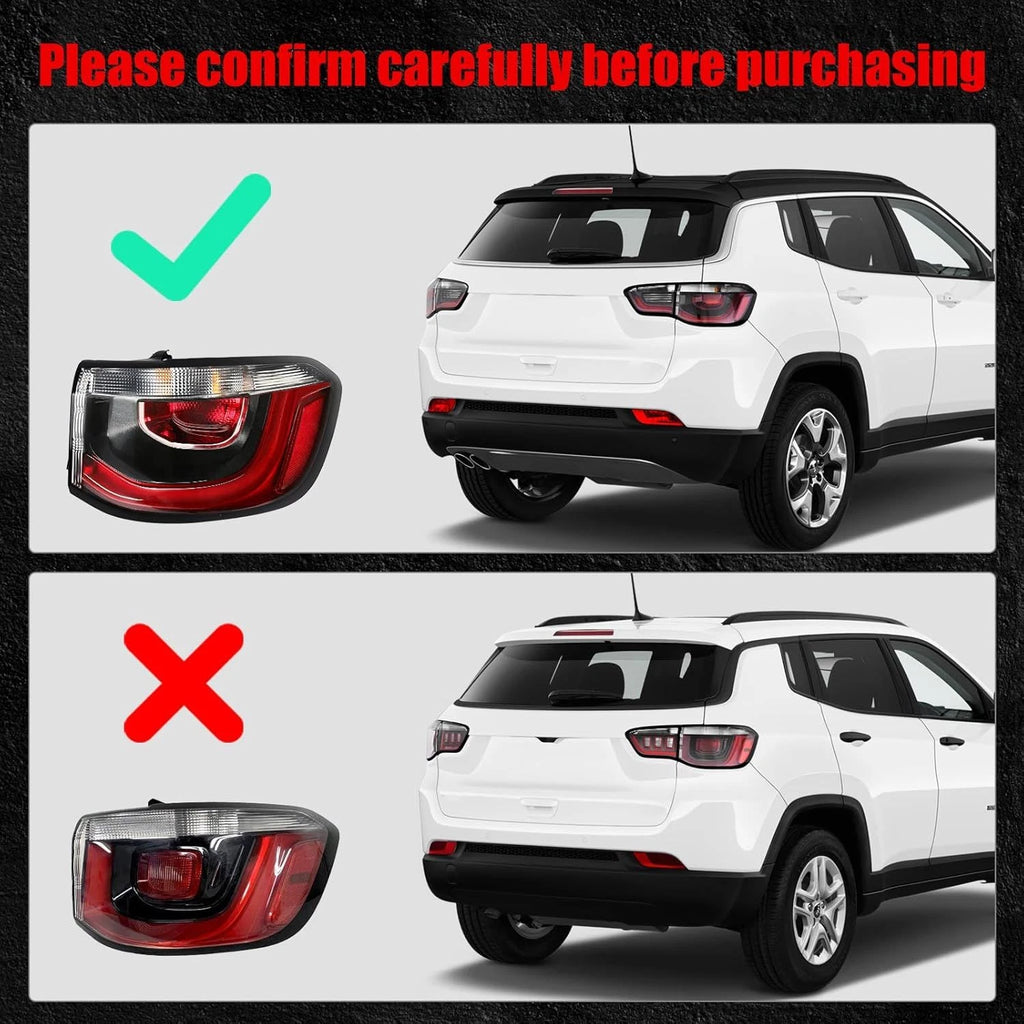 Pair Outer Rear Tail Light Brake for Jeep Compass (2017–2020)