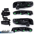 Set of 2 Black Clear Headlights and Fog Lights for Chevy Silverado/Suburban