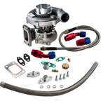T04e T3/T4 Turbocharger + Oil Feed & Drain Line Kit for 400+hp (Universal)