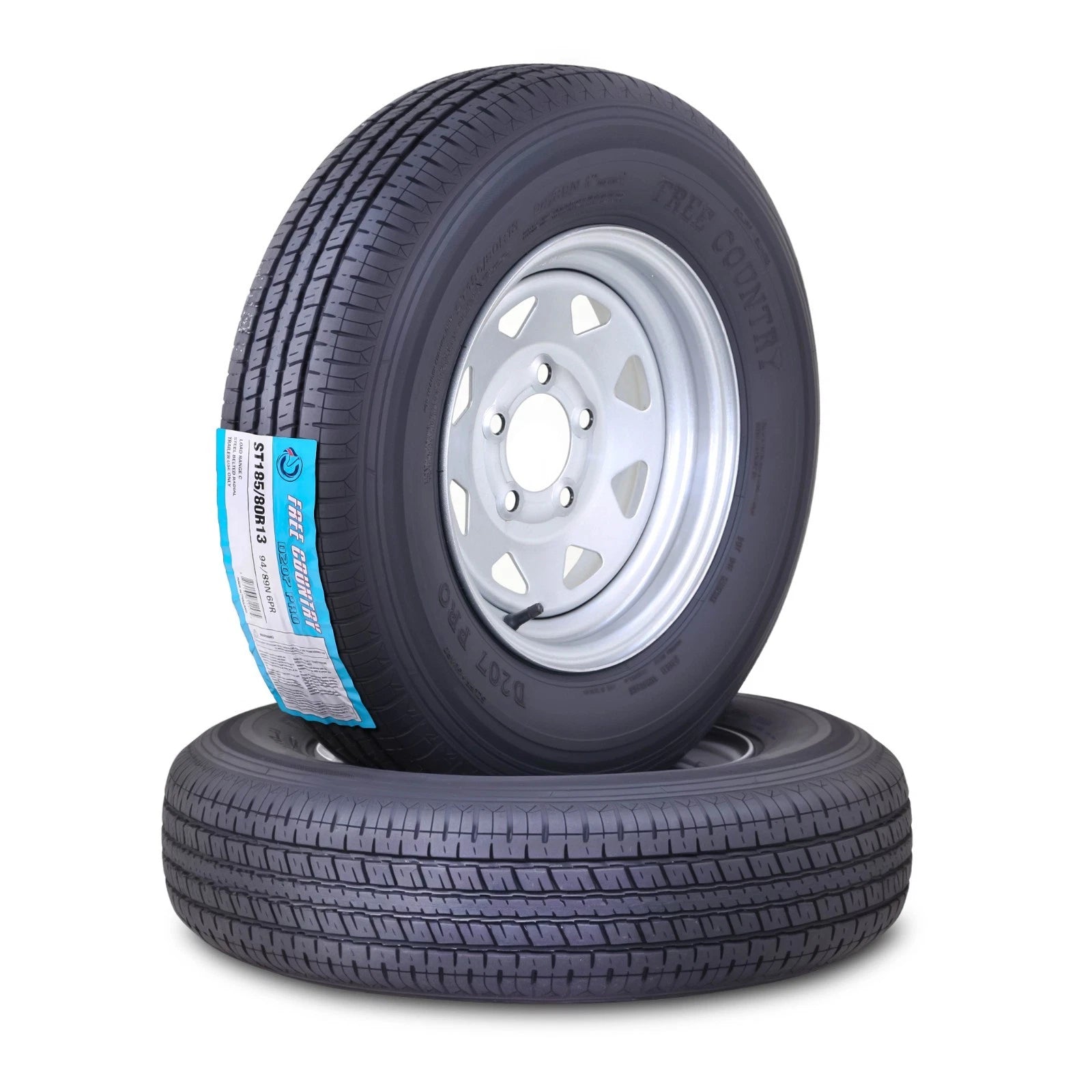 2 Free Country Trailer Tire Rim ST185/80R13 6-Ply 5 Lug x 4.5" (N/A)